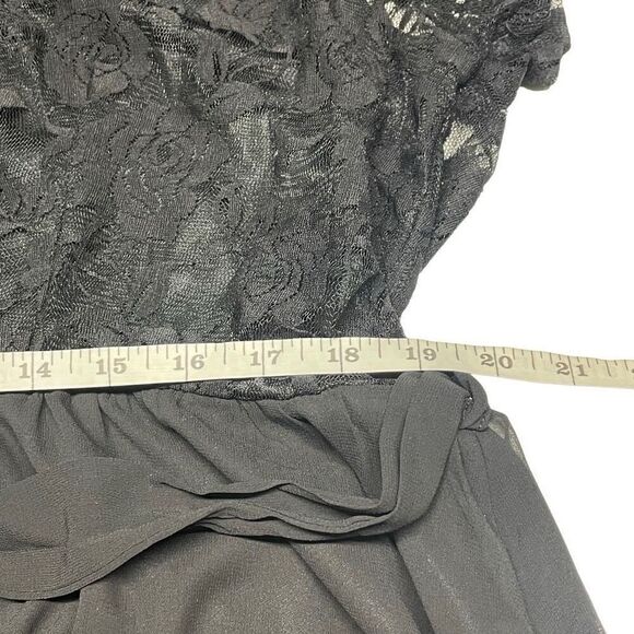Nemidor Black Lace and Chiffon A-Line Dress L0139 - Picture 5 of 7